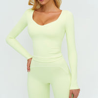 Contrast-Stitch Long-Sleeve Top