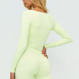 Contrast-Stitch Long-Sleeve Top