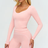 Contrast-Stitch Long-Sleeve Top