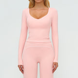 Contrast-Stitch Long-Sleeve Top