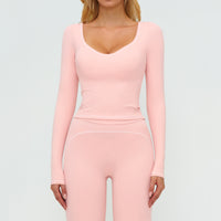 Contrast-Stitch Long-Sleeve Top