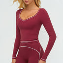 Contrast-Stitch Long-Sleeve Top