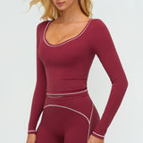 Contrast-Stitch Long-Sleeve Top