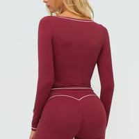 Contrast-Stitch Long-Sleeve Top