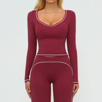 Contrast-Stitch Long-Sleeve Top