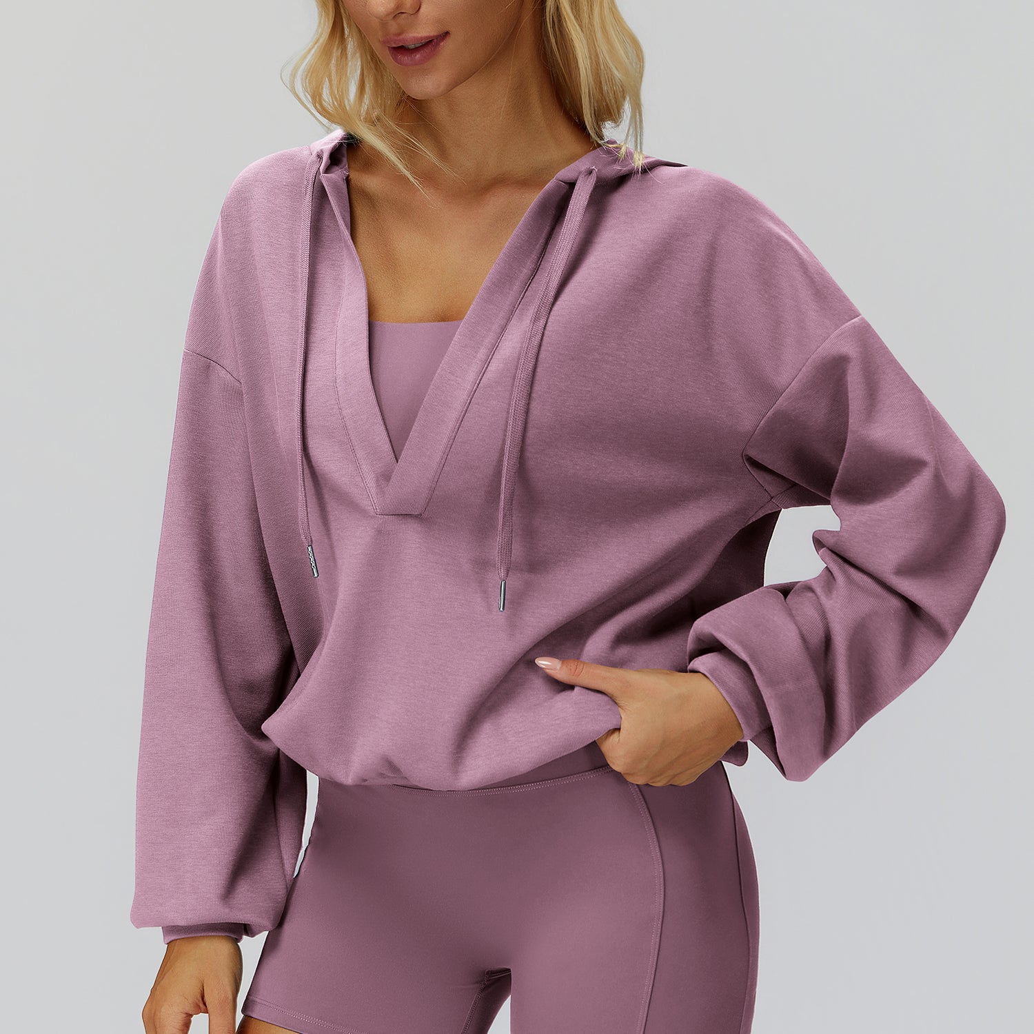 Oversized V-Neck Hoodie