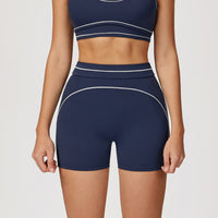 Contrast-Stitch Fitness Shorts