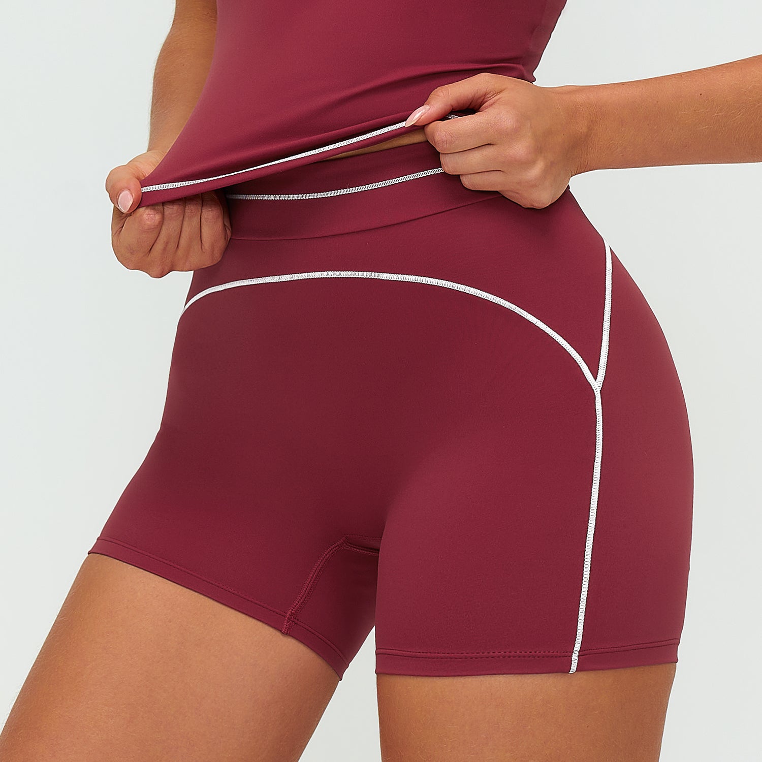 Contrast-Stitch Fitness Shorts