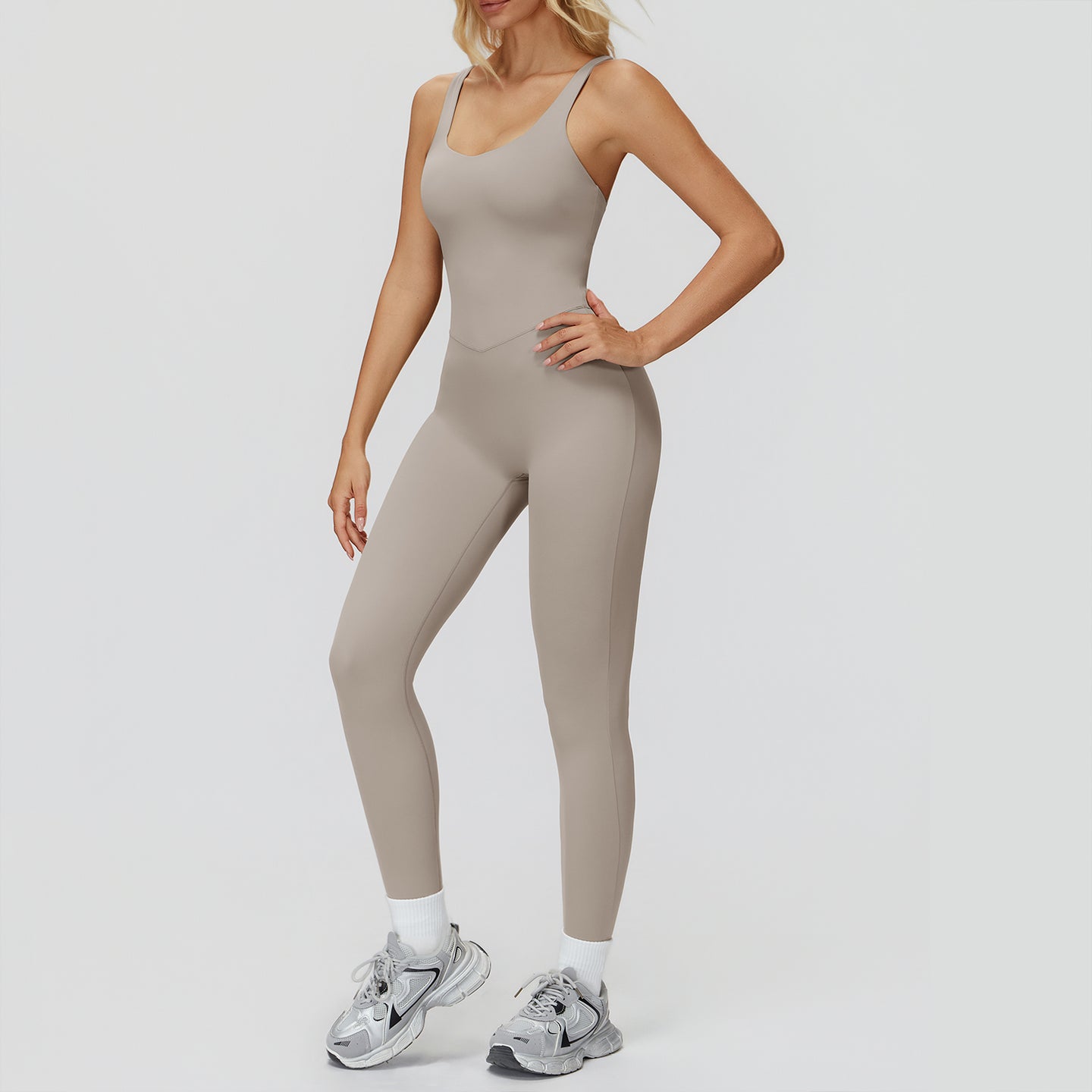 Cross-Back Open-Back Active Jumpsuit