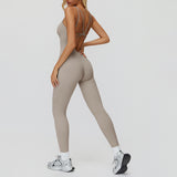 Cross-Back Open-Back Active Jumpsuit