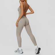 Cross-Back Open-Back Active Jumpsuit