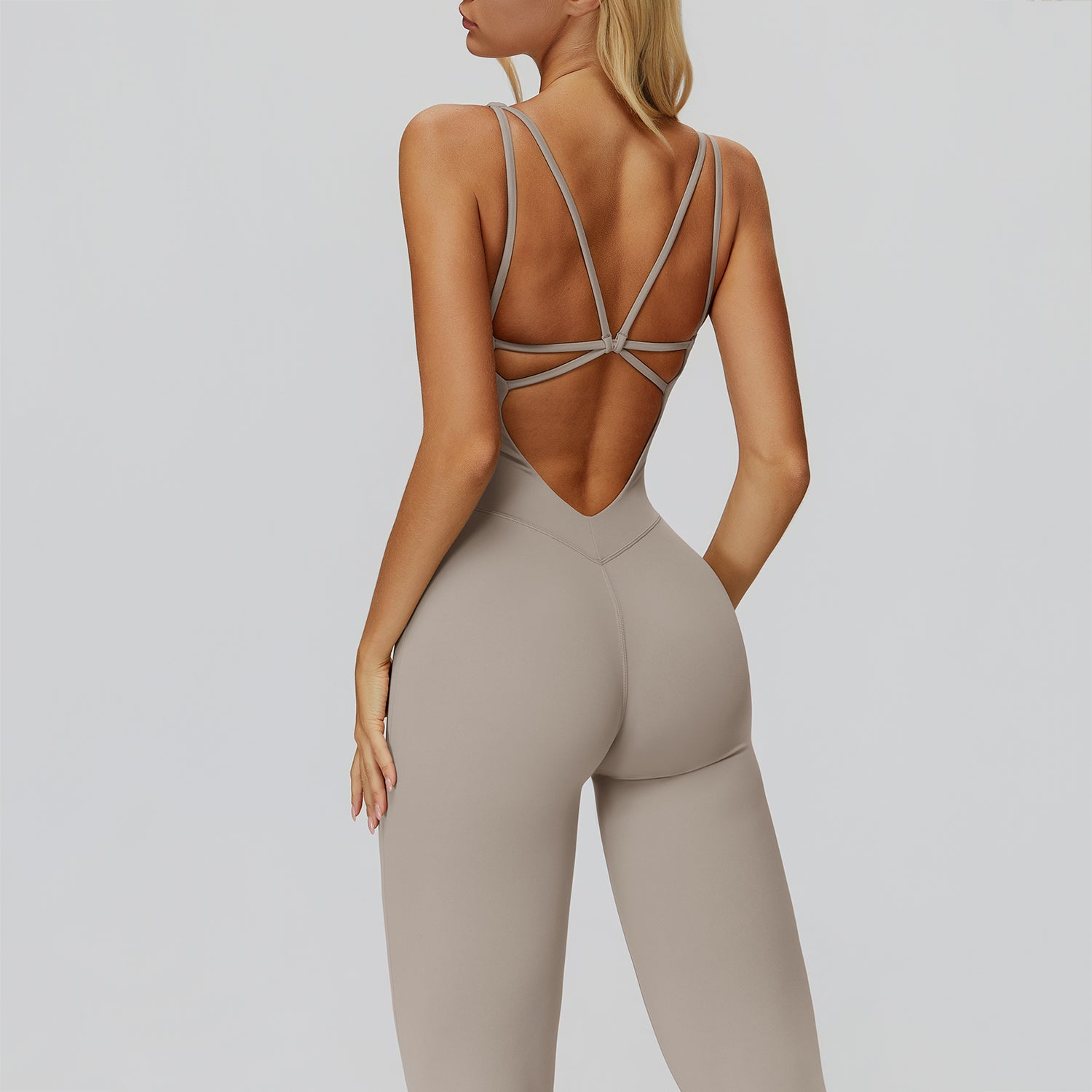 Cross-Back Open-Back Active Jumpsuit