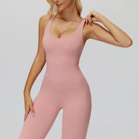 Cross-Back Open-Back Active Jumpsuit