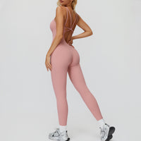 Cross-Back Open-Back Active Jumpsuit