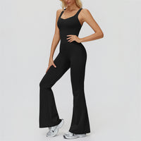 Cross-Back Open-Back Flare Jumpsuit