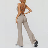 Cross-Back Open-Back Flare Jumpsuit