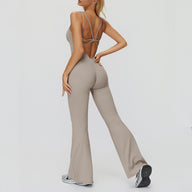 Cross-Back Open-Back Flare Jumpsuit