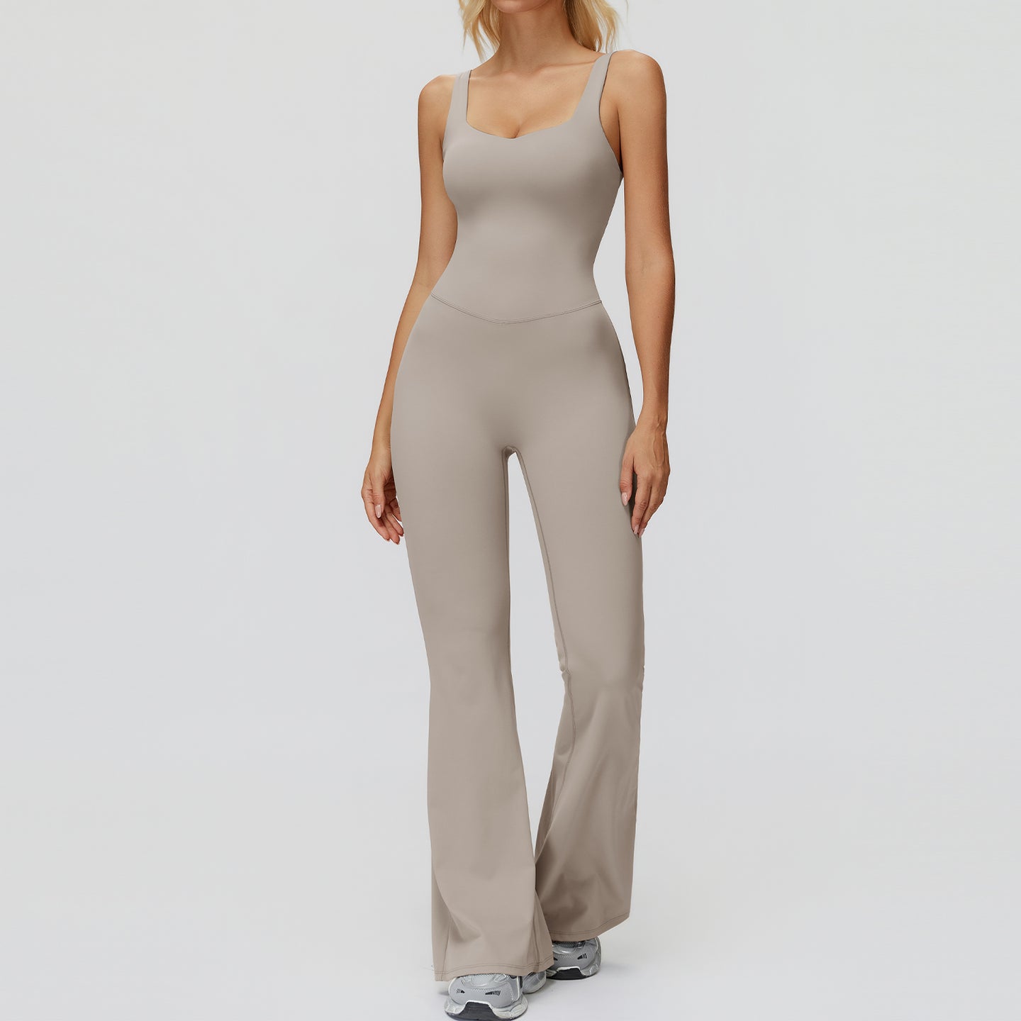 Cross-Back Open-Back Flare Jumpsuit
