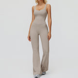 Cross-Back Open-Back Flare Jumpsuit