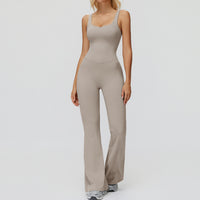 Cross-Back Open-Back Flare Jumpsuit