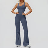 Cross-Back Open-Back Flare Jumpsuit