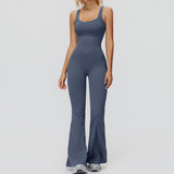 Cross-Back Open-Back Flare Jumpsuit