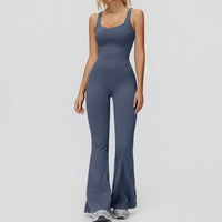 Cross-Back Open-Back Flare Jumpsuit