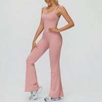 Cross-Back Open-Back Flare Jumpsuit
