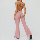 Cross-Back Open-Back Flare Jumpsuit
