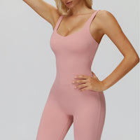 Cross-Back Open-Back Flare Jumpsuit