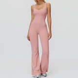 Cross-Back Open-Back Flare Jumpsuit