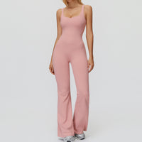 Cross-Back Open-Back Flare Jumpsuit