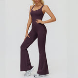 Cross-Back Open-Back Flare Jumpsuit