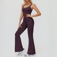 Cross-Back Open-Back Flare Jumpsuit