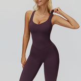 Cross-Back Open-Back Flare Jumpsuit