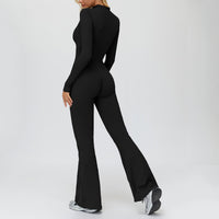 Fleece-Lined Zip-Up Flare Jumpsuit