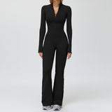 Fleece-Lined Zip-Up Flare Jumpsuit