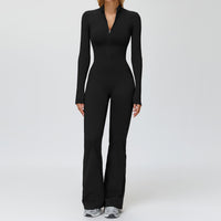 Fleece-Lined Zip-Up Flare Jumpsuit