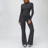 Fleece-Lined Zip-Up Flare Jumpsuit