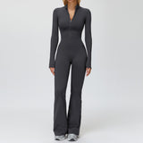 Fleece-Lined Zip-Up Flare Jumpsuit