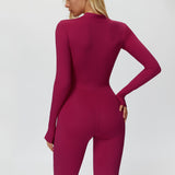 Fleece-Lined Zip-Up Flare Jumpsuit