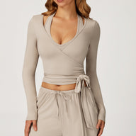 Long-Sleeve Wrap Top