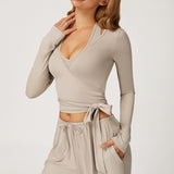 Long-Sleeve Wrap Top