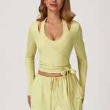 Long-Sleeve Wrap Top