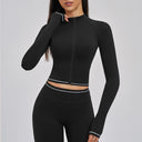 Contrast Stitch Full-Zip Cropped Active Jacket