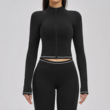 Contrast Stitch Full-Zip Cropped Active Jacket