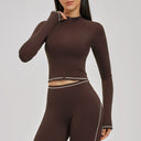 Contrast Stitch Full-Zip Cropped Active Jacket