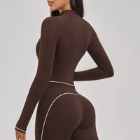 Contrast Stitch Full-Zip Cropped Active Jacket