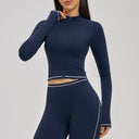 Contrast Stitch Full-Zip Cropped Active Jacket