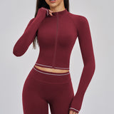 Contrast Stitch Full-Zip Cropped Active Jacket